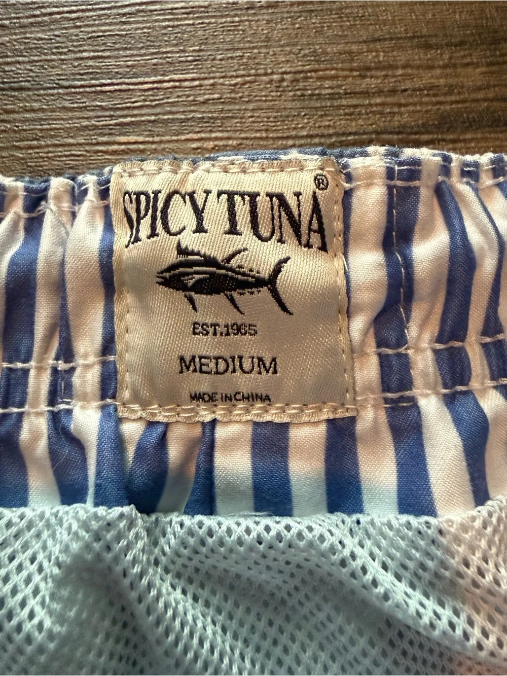 Men's Tropical Leaf Swim Trunks in Navy and White -Spicy Tuna
